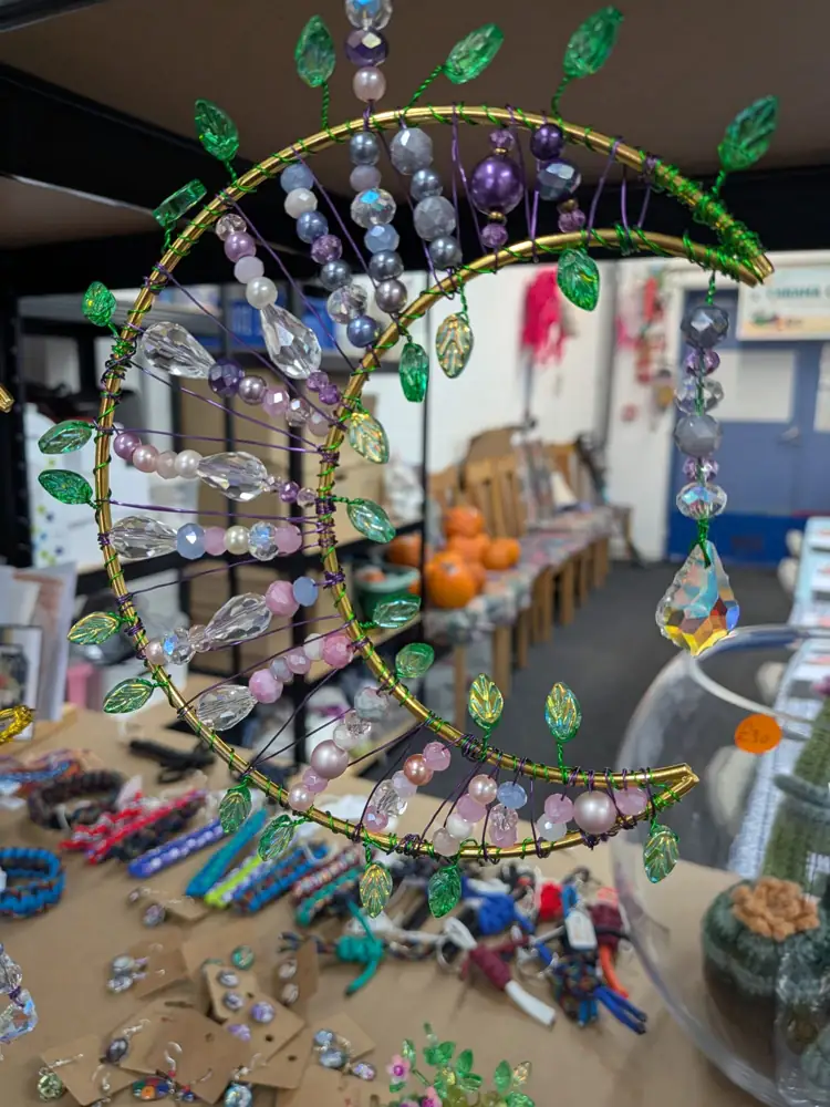 Handcrafted mirror and beaded decorations