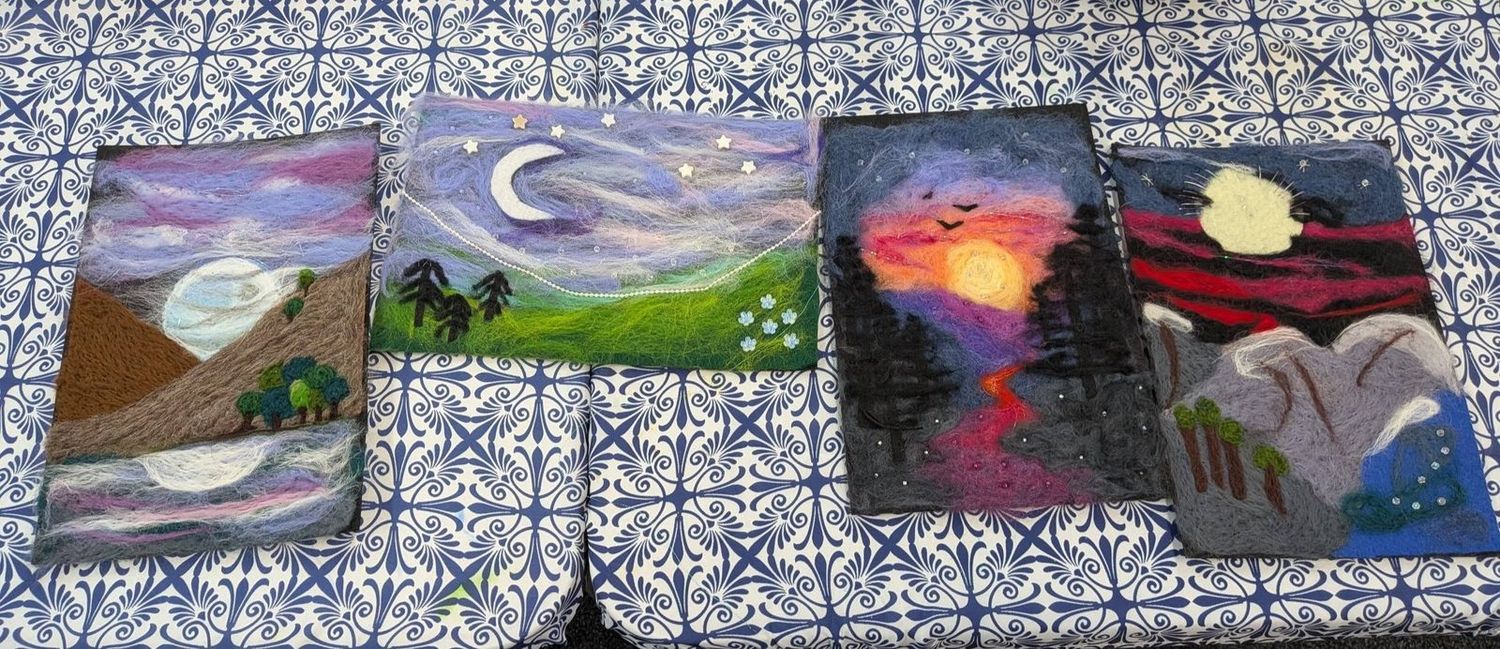 Needle-felted landscape pictures