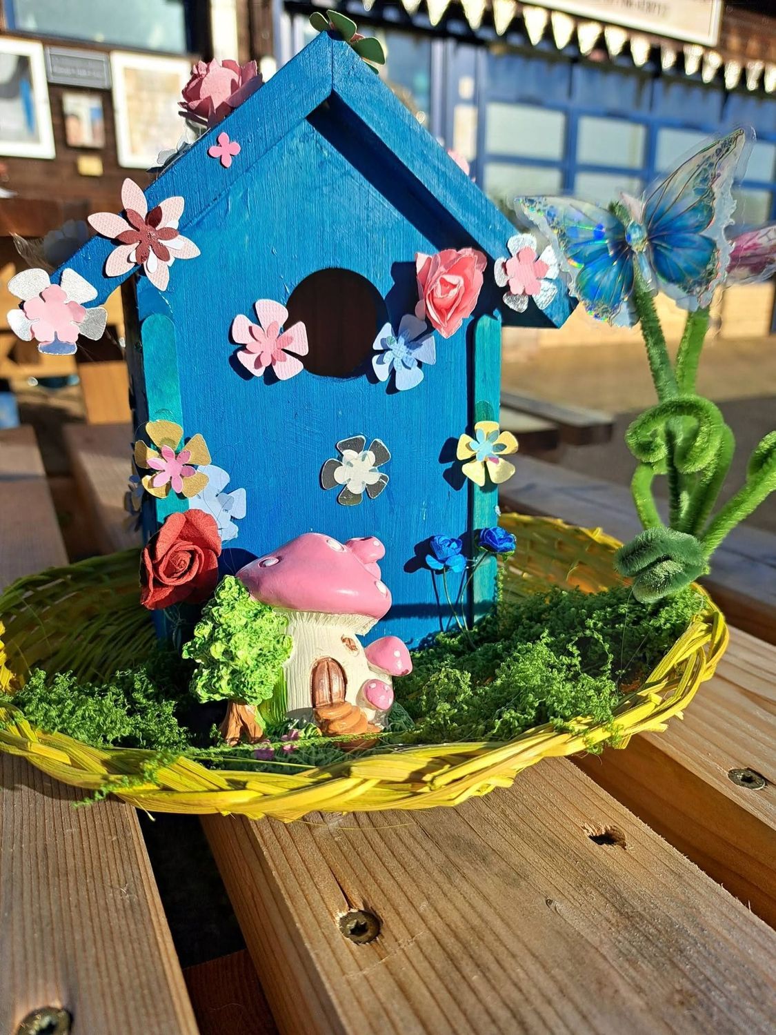 Decorated fairy birdhouse craft